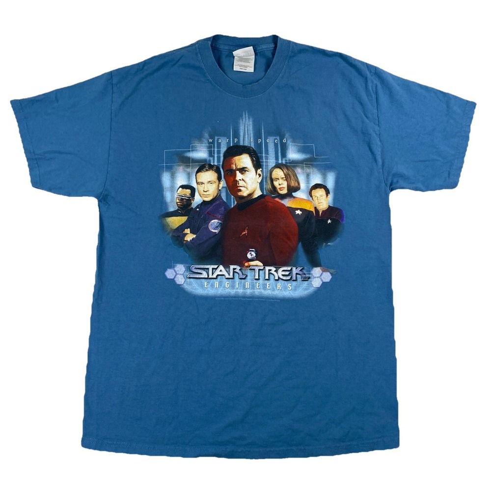 Vintage Star Trek Engineers Warp Speed T-Shirt Adult Large Blue Paramount